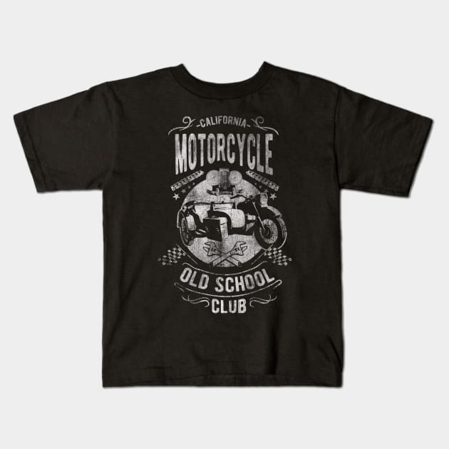 California Motorcycle Old School Kids T-Shirt by DesignedByFreaks